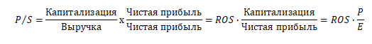 Формула расчета P/S
