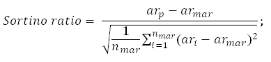 Формула расчета коэффициента Сортино